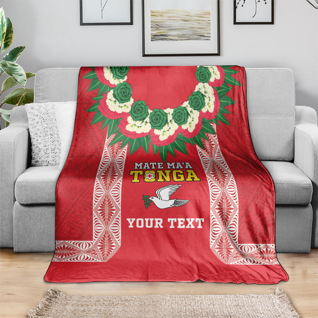 Mate Ma'a Tonga Rugby Custom Blanket Tongan Kahoa Lei Ngatu Pattern Red LT14 - Polynesian Pride