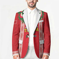 Mate Ma'a Tonga Rugby Custom Blazer Tongan Kahoa Lei Ngatu Pattern Red LT14 - Polynesian Pride