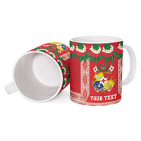 Mate Ma'a Tonga Rugby Custom Ceramic Mug Tongan Kahoa Lei Ngatu Pattern Red LT14 - Polynesian Pride