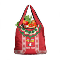 Mate Ma'a Tonga Rugby Custom Grocery Bag Tongan Kahoa Lei Ngatu Pattern Red LT14 1-pack One Size Red - Polynesian Pride