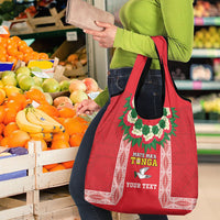 Mate Ma'a Tonga Rugby Custom Grocery Bag Tongan Kahoa Lei Ngatu Pattern Red LT14 - Polynesian Pride