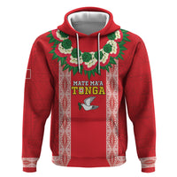 Mate Ma'a Tonga Rugby Custom Hoodie Tongan Kahoa Lei Ngatu Pattern Red LT14 Pullover Hoodie Red - Polynesian Pride