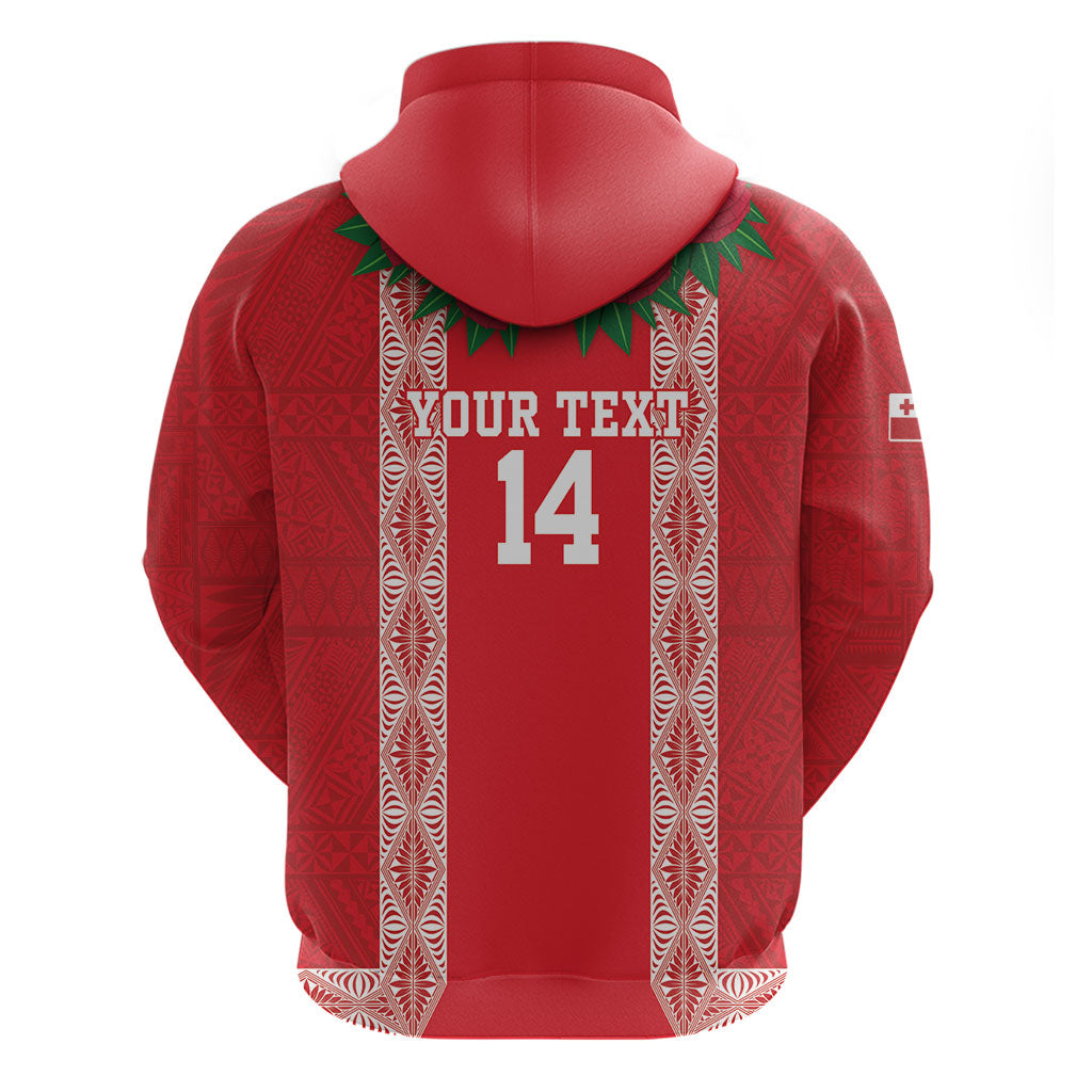 Mate Ma'a Tonga Rugby Custom Hoodie Tongan Kahoa Lei Ngatu Pattern Red LT14 - Polynesian Pride