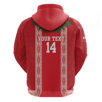 Mate Ma'a Tonga Rugby Custom Hoodie Tongan Kahoa Lei Ngatu Pattern Red LT14 - Polynesian Pride