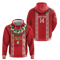 Mate Ma'a Tonga Rugby Custom Hoodie Tongan Kahoa Lei Ngatu Pattern Red LT14 - Polynesian Pride