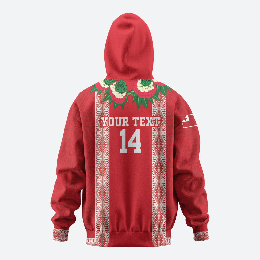 Mate Ma'a Tonga Rugby Custom Hoodie Tongan Kahoa Lei Ngatu Pattern Red LT14 - Polynesian Pride