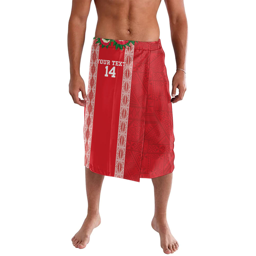 Mate Ma'a Tonga Rugby Custom Lavalava Tongan Kahoa Lei Ngatu Pattern Red LT14 Red - Polynesian Pride