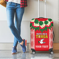 Mate Ma'a Tonga Rugby Custom Luggage Cover Tongan Kahoa Lei Ngatu Pattern Red LT14 - Polynesian Pride