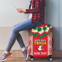 Mate Ma'a Tonga Rugby Custom Luggage Cover Tongan Kahoa Lei Ngatu Pattern Red LT14 - Polynesian Pride