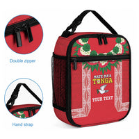 Mate Ma'a Tonga Rugby Custom Lunch Bag Tongan Kahoa Lei Ngatu Pattern Red LT14 - Polynesian Pride