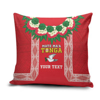 Mate Ma'a Tonga Rugby Custom Pillow Cover Tongan Kahoa Lei Ngatu Pattern Red LT14 Red - Polynesian Pride