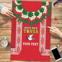 Mate Ma'a Tonga Rugby Custom Puzzle Tongan Kahoa Lei Ngatu Pattern Red LT14 Red - Polynesian Pride