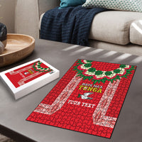 Mate Ma'a Tonga Rugby Custom Puzzle Tongan Kahoa Lei Ngatu Pattern Red LT14 - Polynesian Pride