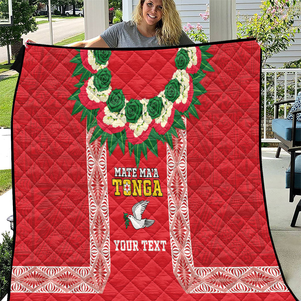 Mate Ma'a Tonga Rugby Custom Quilt Tongan Kahoa Lei Ngatu Pattern Red LT14 Red - Polynesian Pride