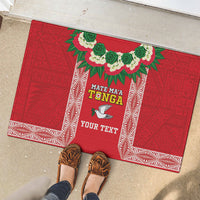 Mate Ma'a Tonga Rugby Custom Rubber Doormat Tongan Kahoa Lei Ngatu Pattern Red LT14 - Polynesian Pride
