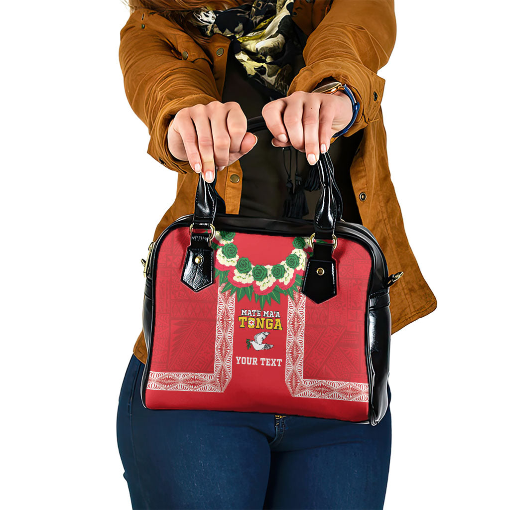Mate Ma'a Tonga Rugby Custom Shoulder Handbag Tongan Kahoa Lei Ngatu Pattern Red LT14 One Size Red - Polynesian Pride