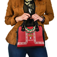 Mate Ma'a Tonga Rugby Custom Shoulder Handbag Tongan Kahoa Lei Ngatu Pattern Red LT14 - Polynesian Pride