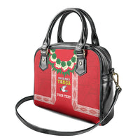Mate Ma'a Tonga Rugby Custom Shoulder Handbag Tongan Kahoa Lei Ngatu Pattern Red LT14 - Polynesian Pride