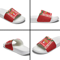 Mate Ma'a Tonga Rugby Custom Slide Sandals Tongan Kahoa Lei Ngatu Pattern Red LT14 - Polynesian Pride