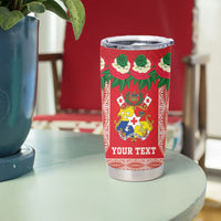 Mate Ma'a Tonga Rugby Custom Tumbler Cup Tongan Kahoa Lei Ngatu Pattern Red LT14 - Polynesian Pride