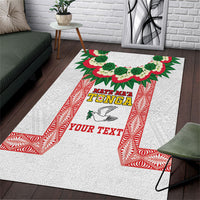 Mate Ma'a Tonga Rugby Custom Area Rug Tongan Kahoa Lei Ngatu Pattern White LT14 White - Polynesian Pride