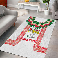 Mate Ma'a Tonga Rugby Custom Area Rug Tongan Kahoa Lei Ngatu Pattern White LT14 - Polynesian Pride