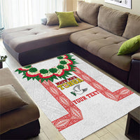 Mate Ma'a Tonga Rugby Custom Area Rug Tongan Kahoa Lei Ngatu Pattern White LT14 - Polynesian Pride