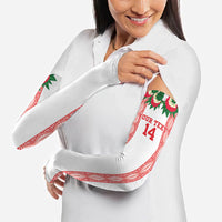 Mate Ma'a Tonga Rugby Custom Arm Sleeves Tongan Kahoa Lei Ngatu Pattern White LT14 - Polynesian Pride