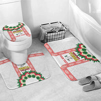 Mate Ma'a Tonga Rugby Custom Bathroom Set Tongan Kahoa Lei Ngatu Pattern White LT14 Mat Set Only (3 pcs) One Size White - Polynesian Pride