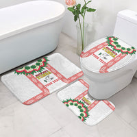 Mate Ma'a Tonga Rugby Custom Bathroom Set Tongan Kahoa Lei Ngatu Pattern White LT14 - Polynesian Pride