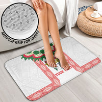 Mate Ma'a Tonga Rugby Custom Bathroom Set Tongan Kahoa Lei Ngatu Pattern White LT14 - Polynesian Pride