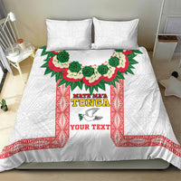 Mate Ma'a Tonga Rugby Custom Bedding Set Tongan Kahoa Lei Ngatu Pattern White LT14 - Polynesian Pride