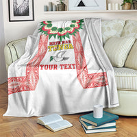 Mate Ma'a Tonga Rugby Custom Blanket Tongan Kahoa Lei Ngatu Pattern White LT14 White - Polynesian Pride