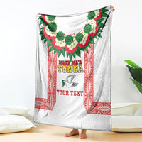 Mate Ma'a Tonga Rugby Custom Blanket Tongan Kahoa Lei Ngatu Pattern White LT14 - Polynesian Pride