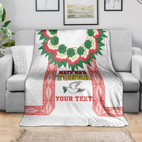 Mate Ma'a Tonga Rugby Custom Blanket Tongan Kahoa Lei Ngatu Pattern White LT14 - Polynesian Pride