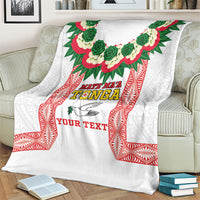 Mate Ma'a Tonga Rugby Custom Blanket Tongan Kahoa Lei Ngatu Pattern White LT14 - Polynesian Pride