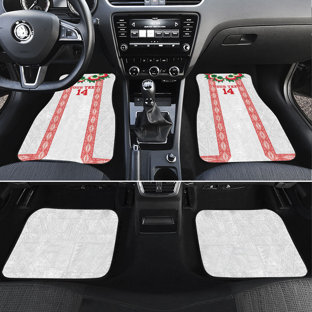 Mate Ma'a Tonga Rugby Custom Car Mats Tongan Kahoa Lei Ngatu Pattern White LT14 Set 4pcs White - Polynesian Pride