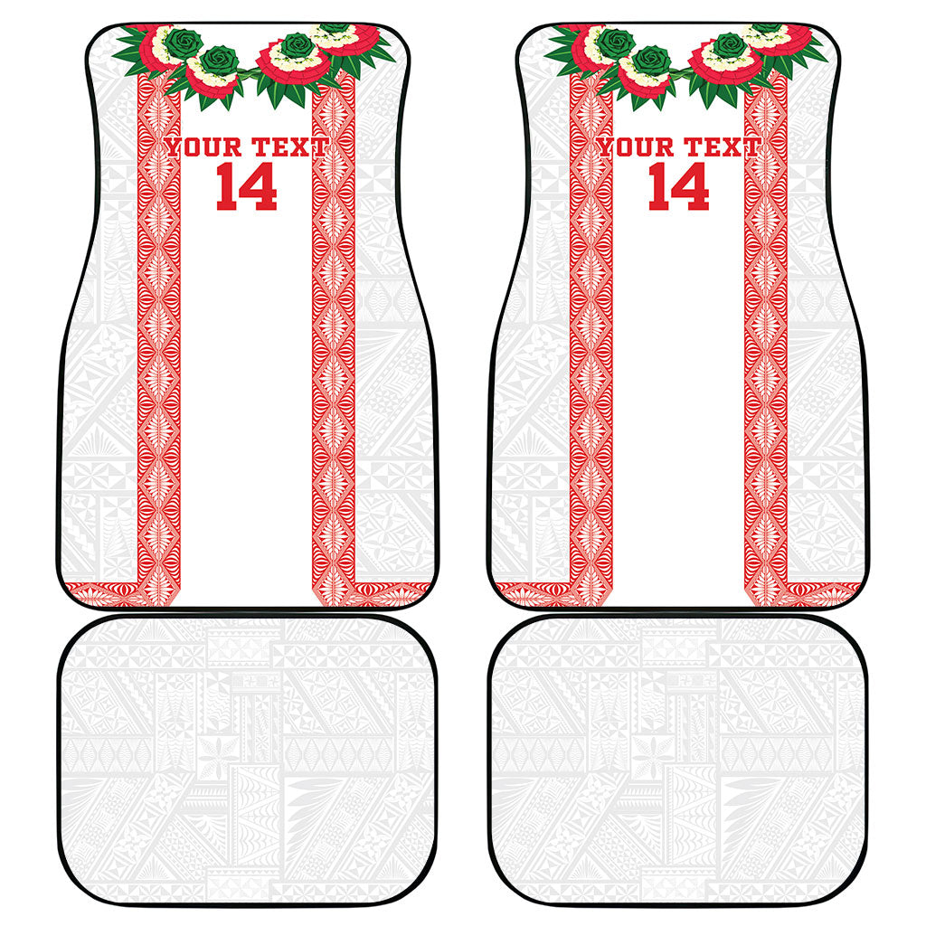Mate Ma'a Tonga Rugby Custom Car Mats Tongan Kahoa Lei Ngatu Pattern White LT14 - Polynesian Pride