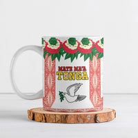 Mate Ma'a Tonga Rugby Custom Ceramic Mug Tongan Kahoa Lei Ngatu Pattern White LT14 White - Polynesian Pride