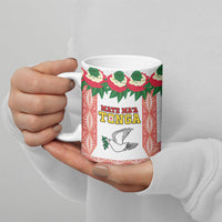 Mate Ma'a Tonga Rugby Custom Ceramic Mug Tongan Kahoa Lei Ngatu Pattern White LT14 - Polynesian Pride