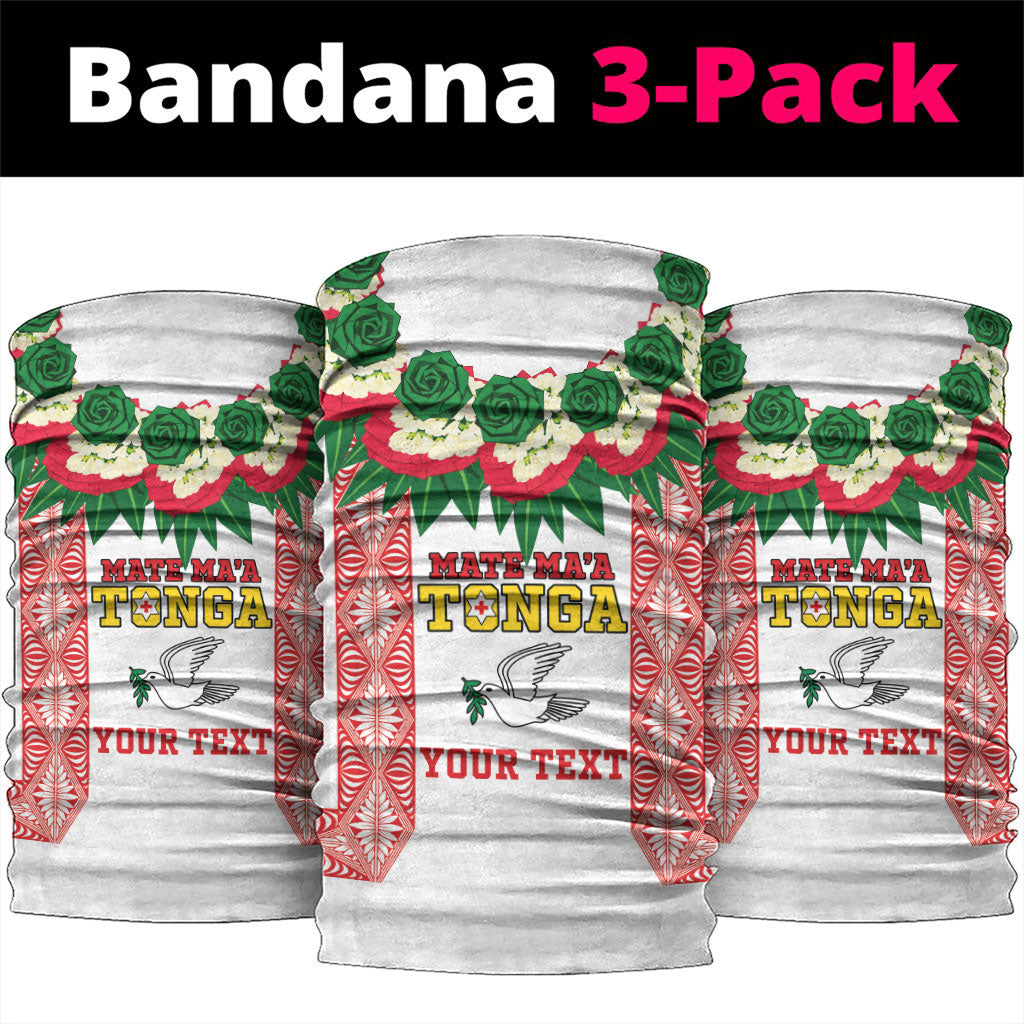 Mate Ma'a Tonga Rugby Custom Neck Gaiter Tongan Kahoa Lei Ngatu Pattern White LT14 package One Size: 25*50cm White - Polynesian Pride