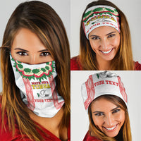 Mate Ma'a Tonga Rugby Custom Neck Gaiter Tongan Kahoa Lei Ngatu Pattern White LT14 - Polynesian Pride
