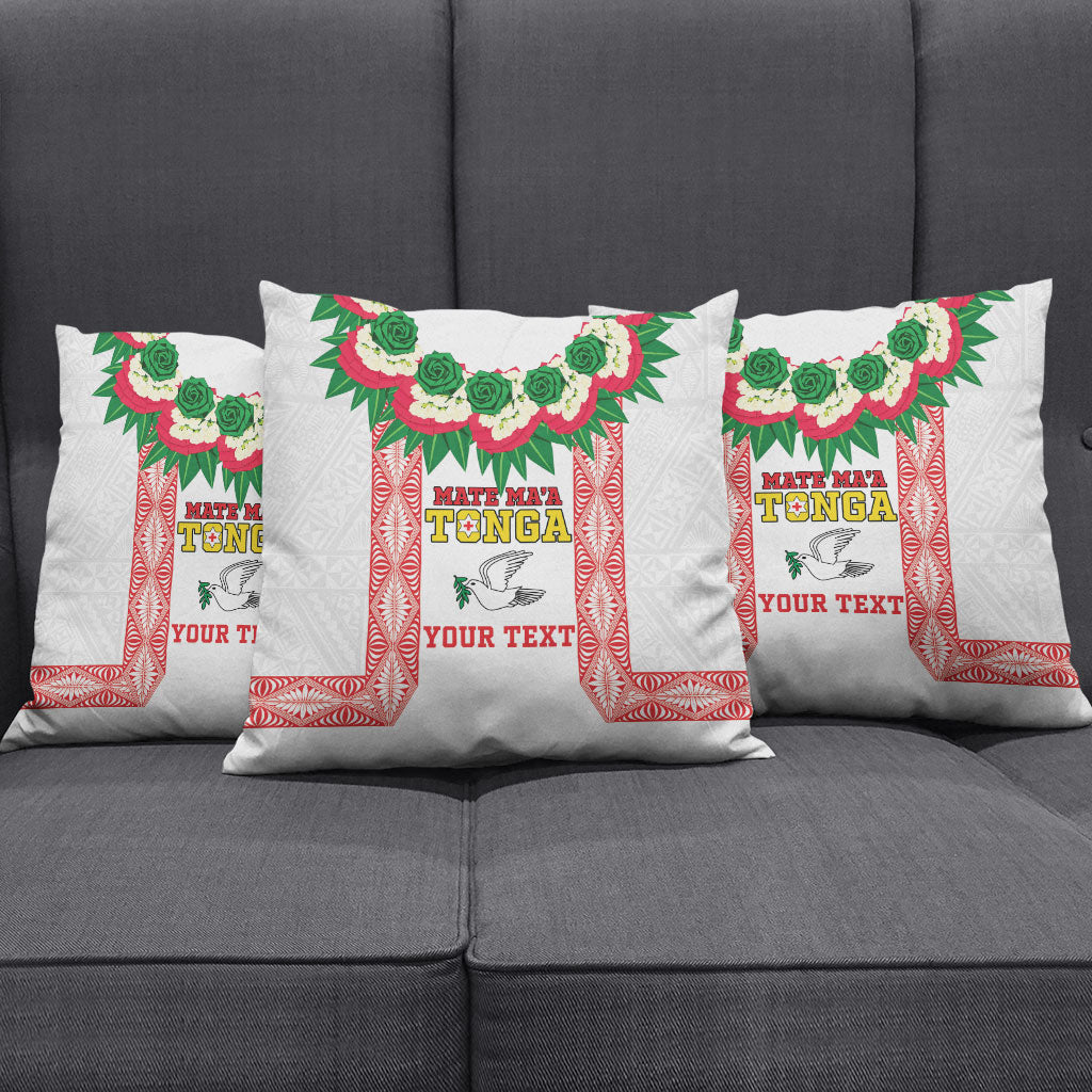 Mate Ma'a Tonga Rugby Custom Pillow Cover Tongan Kahoa Lei Ngatu Pattern White LT14 - Polynesian Pride