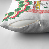 Mate Ma'a Tonga Rugby Custom Pillow Cover Tongan Kahoa Lei Ngatu Pattern White LT14 - Polynesian Pride