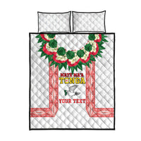 Mate Ma'a Tonga Rugby Custom Quilt Bed Set Tongan Kahoa Lei Ngatu Pattern White LT14 - Polynesian Pride