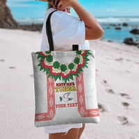 Mate Ma'a Tonga Rugby Custom Tote Bag Tongan Kahoa Lei Ngatu Pattern White LT14 - Polynesian Pride