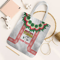Mate Ma'a Tonga Rugby Custom Tote Bag Tongan Kahoa Lei Ngatu Pattern White LT14 White Strap One Size White - Polynesian Pride