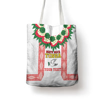 Mate Ma'a Tonga Rugby Custom Tote Bag Tongan Kahoa Lei Ngatu Pattern White LT14 - Polynesian Pride