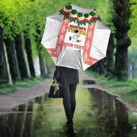 Mate Ma'a Tonga Rugby Custom Umbrella Tongan Kahoa Lei Ngatu Pattern White