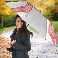 Mate Ma'a Tonga Rugby Custom Umbrella Tongan Kahoa Lei Ngatu Pattern White